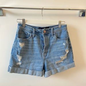 high wasted jean shorts with rips from Hollister. Very comfortable with buttons.
